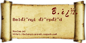 Belányi Árpád névjegykártya